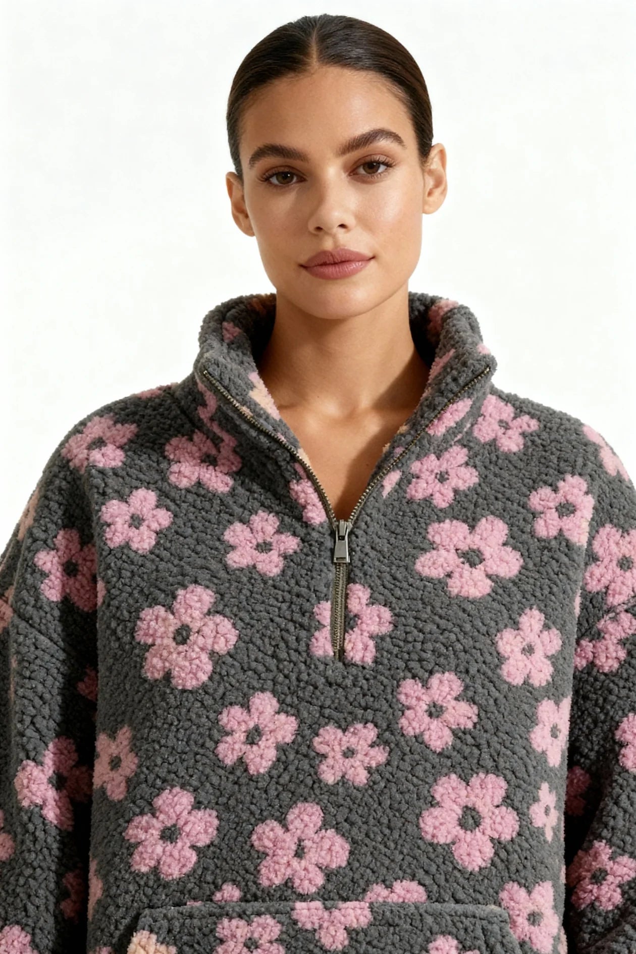 Women's Floral Sherpa Fleece Jumper