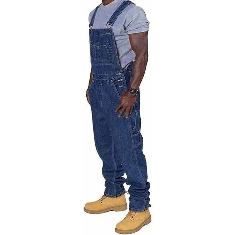 Men's Casual Multi-Pocket Denim Dungarees