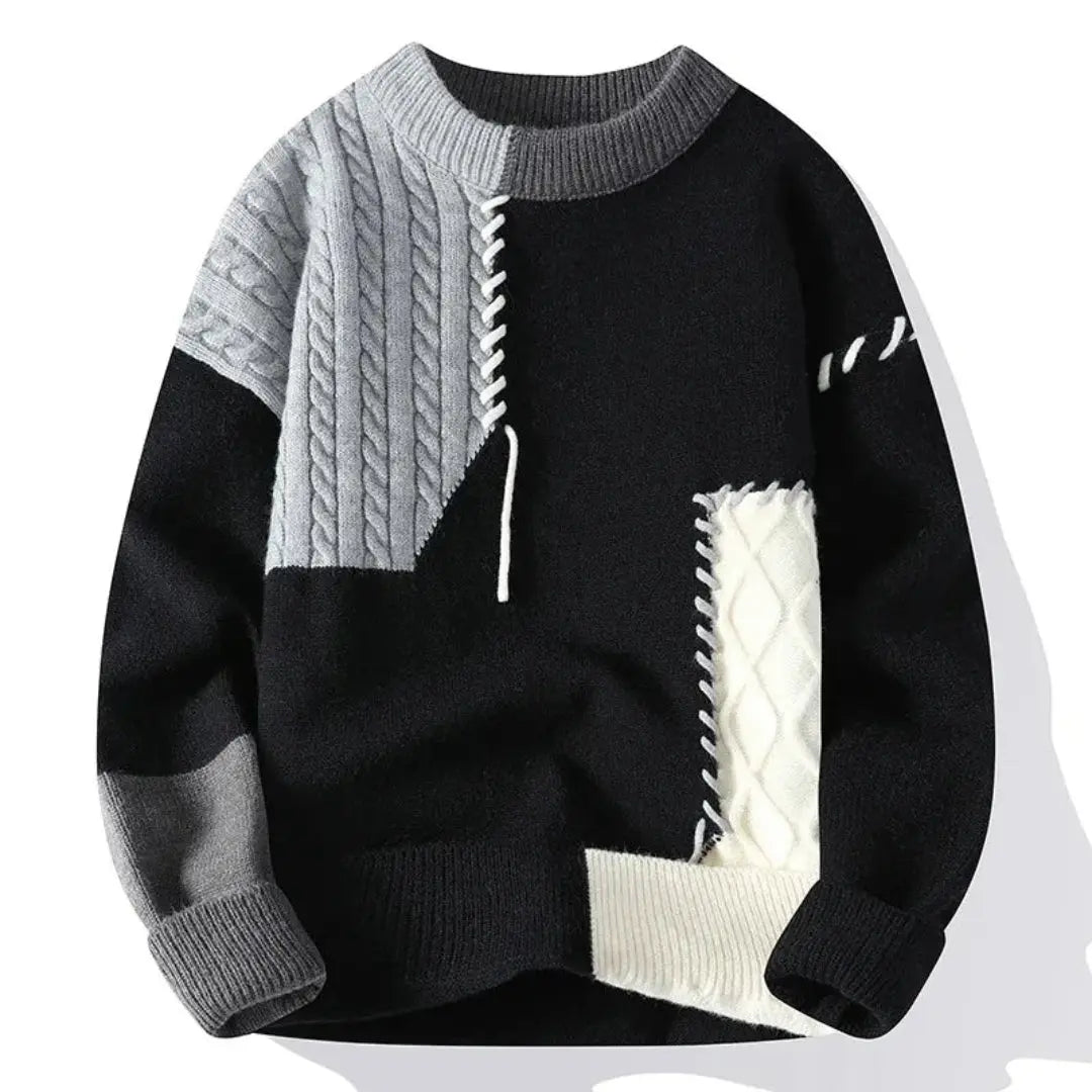 Men's Oversized Patchwork Knit Sweater