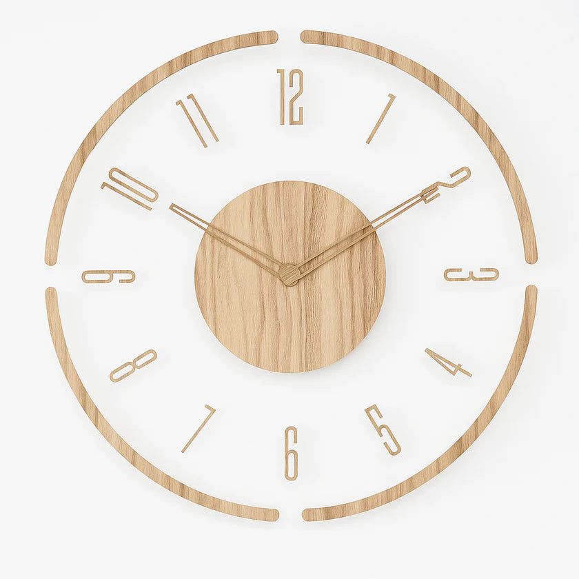 Scandinavian Wooden Wall Clock – Minimalist Silent Design