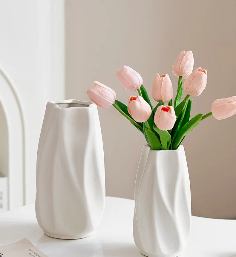 Modern Ceramic Flower Vase | Matte Twisted Nordic Decor