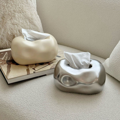 Bubble Ceramic Tissue Box Cover | Modern Cloud & Metallic Decor
