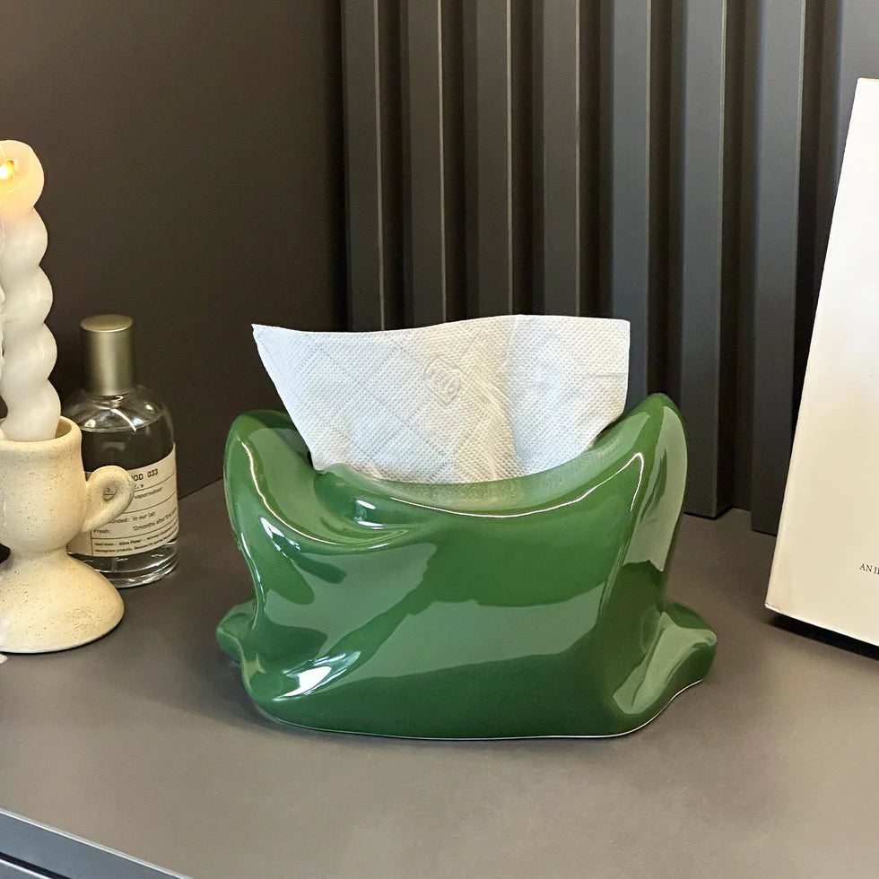 Ceramic Pillow Tissue Box Cover | Soft-Look Sculptural Decor