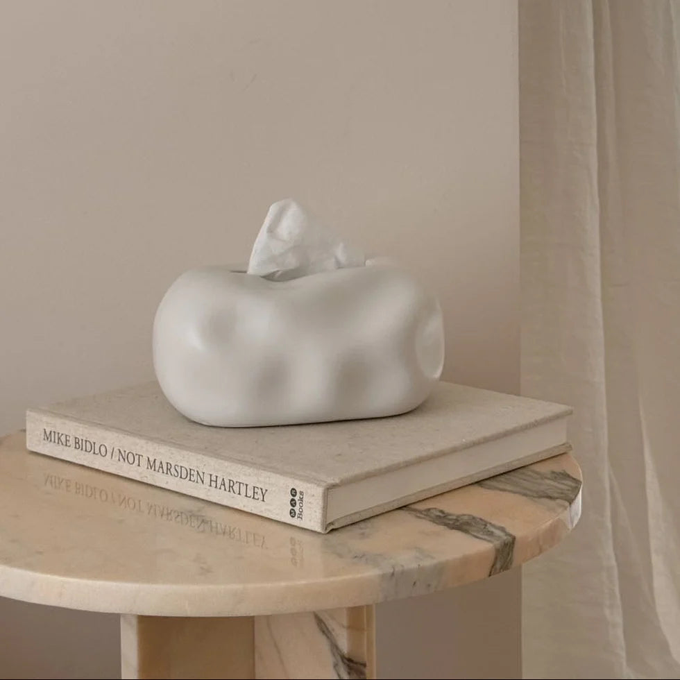 Bubble Ceramic Tissue Box Cover | Modern Cloud & Metallic Decor