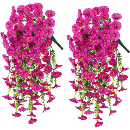 Artificial Morning Glory Hanging Vine UV Resistant Outdoor Wall Decor