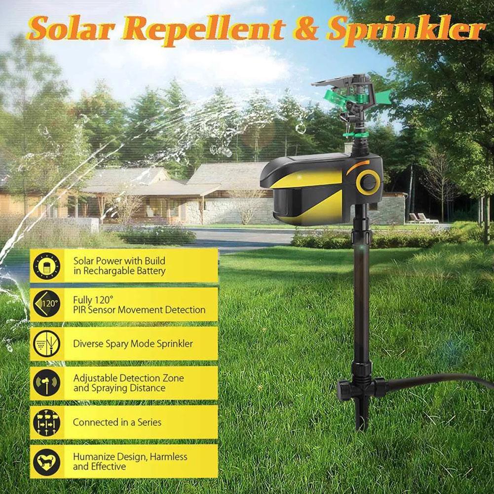 Motion Activated Sprinkler Solar Powered Deer Repellent Keeps Deer Away