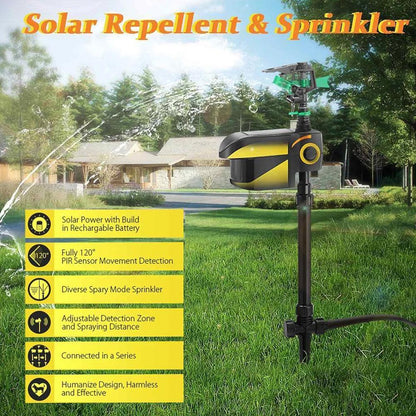 Motion Activated Sprinkler Solar Powered Deer Repellent Keeps Deer Away