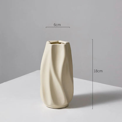 Modern Ceramic Flower Vase | Matte Twisted Nordic Decor