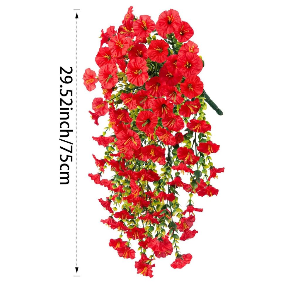 Artificial Morning Glory Hanging Vine UV Resistant Outdoor Wall Decor