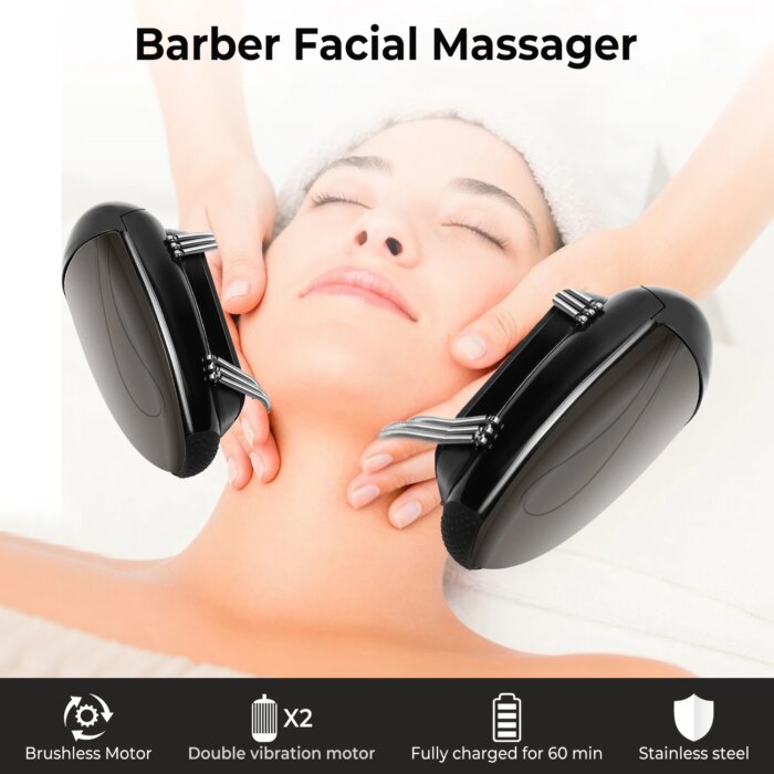 Cordless Handheld Vibration Massager Barbershop USB Charging Heat Body Neck Back Head/Face