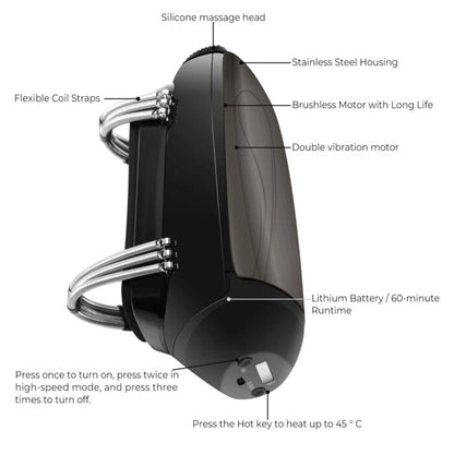 Cordless Handheld Vibration Massager Barbershop USB Charging Heat Body Neck Back Head/Face