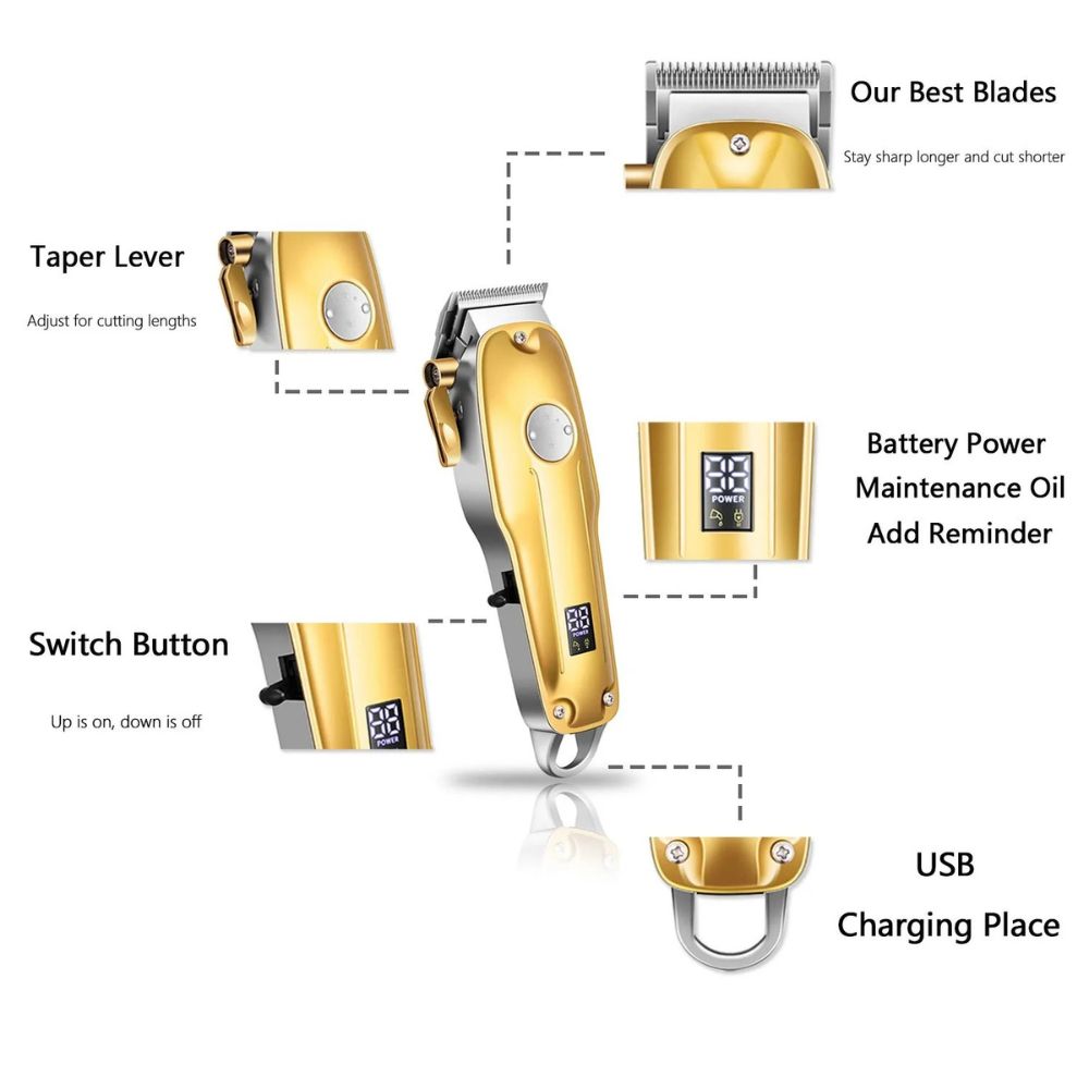 Hair Clippers For Men Cordless Gold Set With Accessories