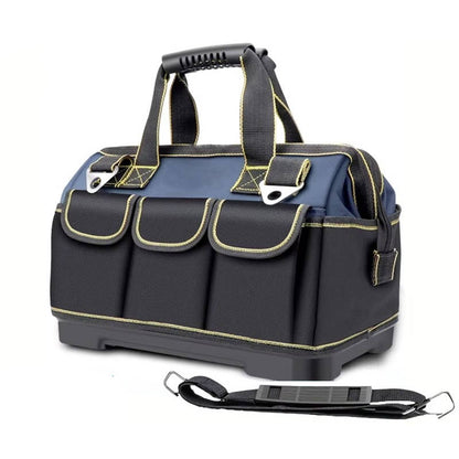 Tool Organizer Bag with Wide Mouth and Waterproof Base, Double-Layer 1680D Fabric