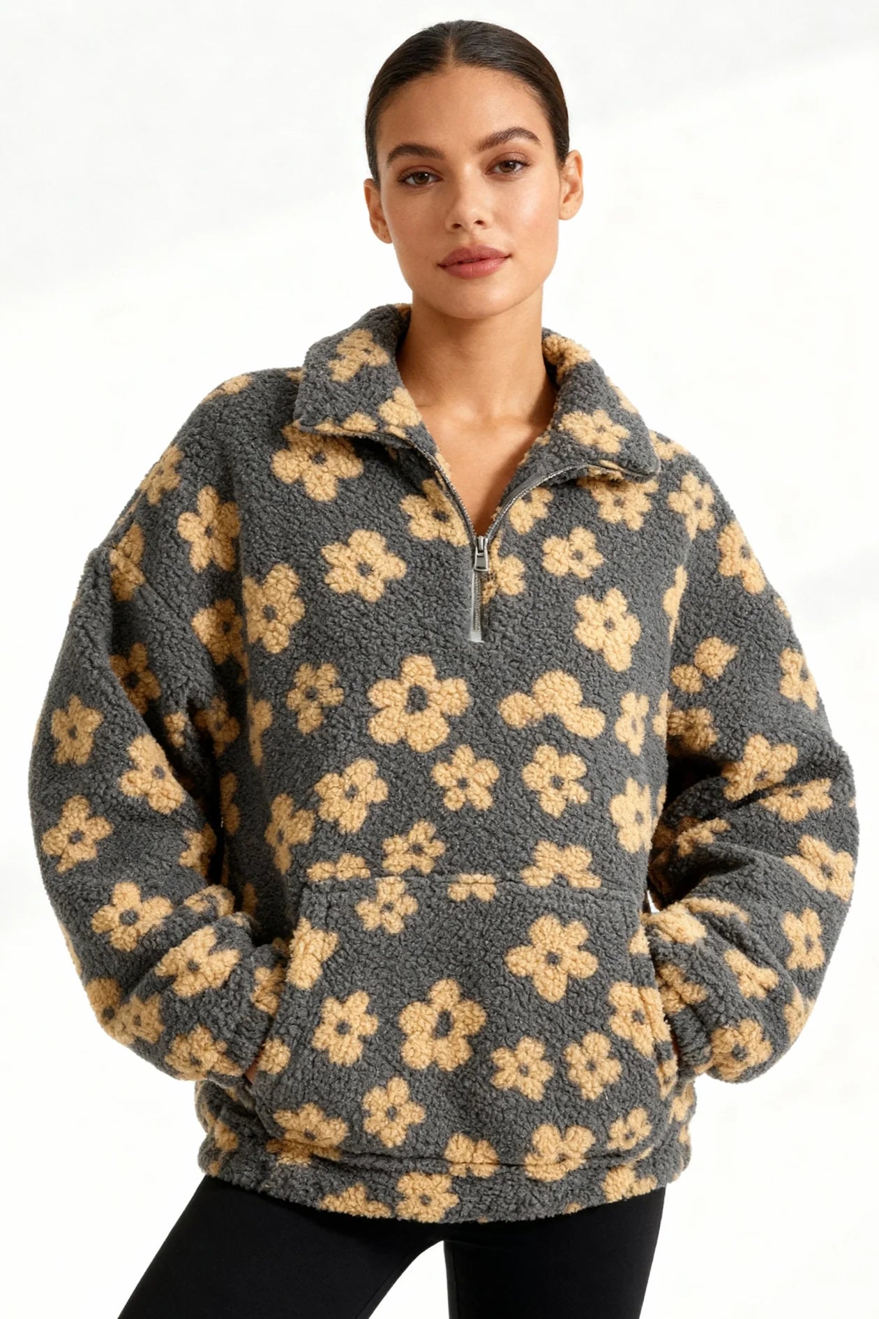 Women's Floral Sherpa Fleece Jumper