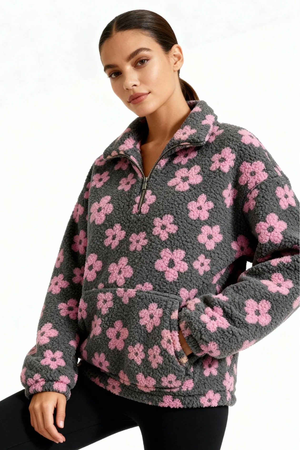 Women's Floral Sherpa Fleece Jumper