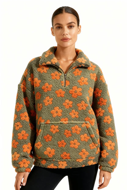 Women's Floral Sherpa Fleece Jumper