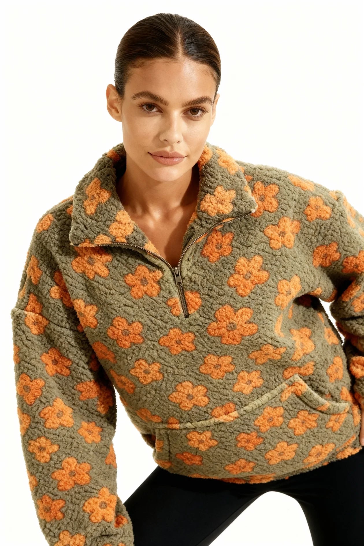 Women's Floral Sherpa Fleece Jumper