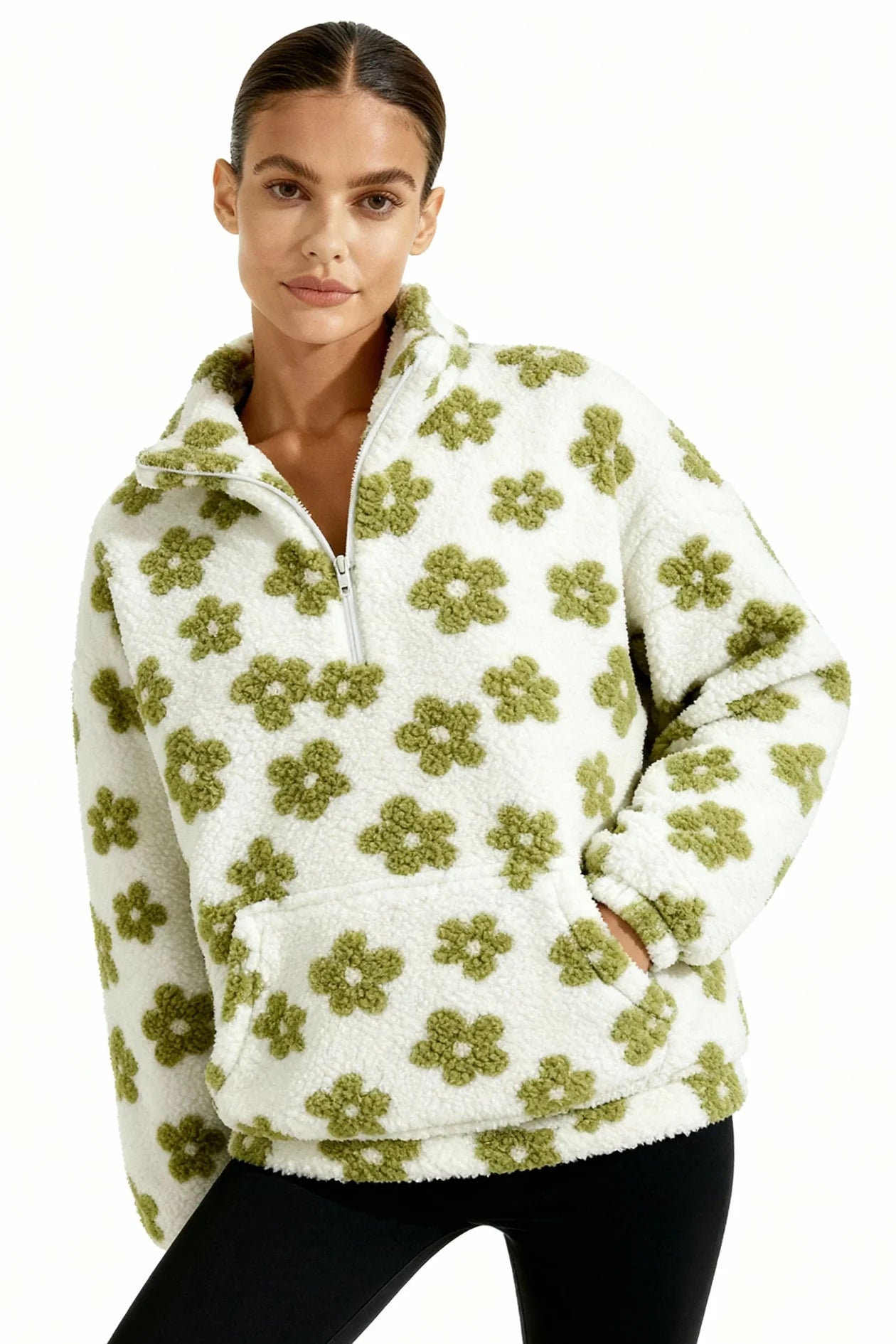 Women's Floral Sherpa Fleece Jumper