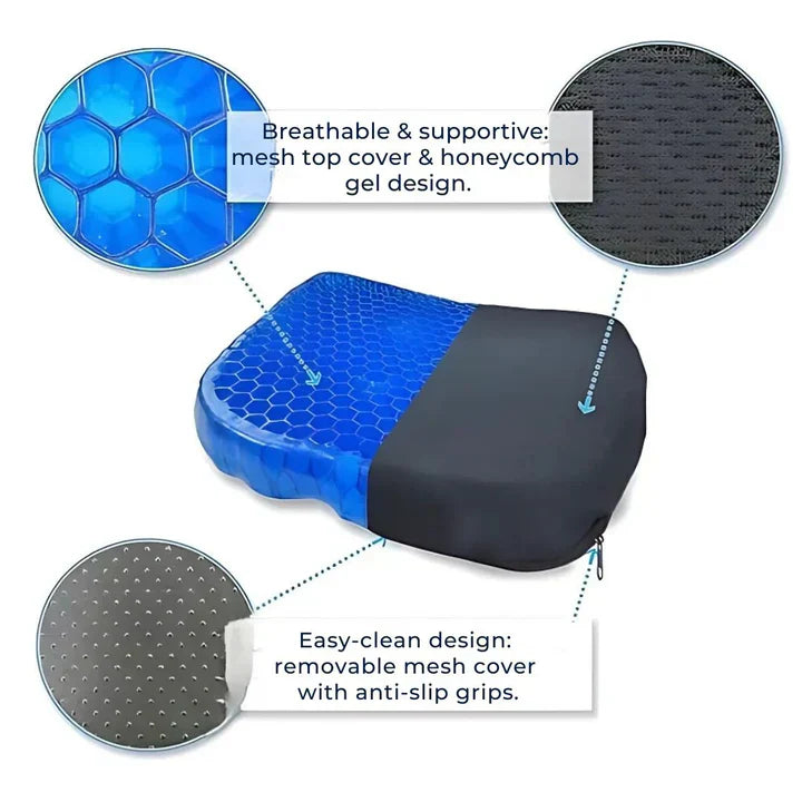 Gel Seat Cushion For Pressure Relief, Tailbone And Lower Back Support