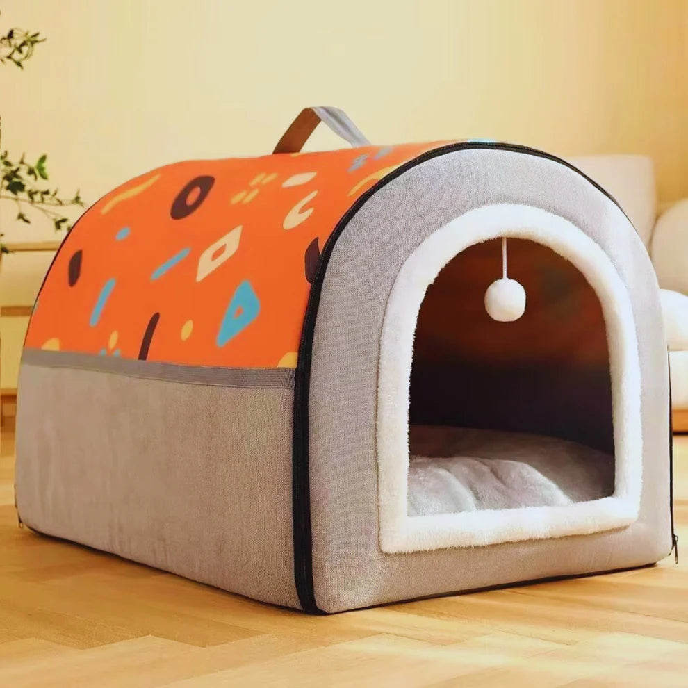 Hut Pet Bed - Cosy Enclosed Cat & Dog Cave