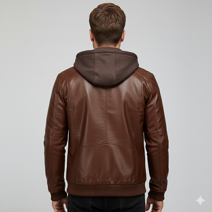 Veste en cuir homme – Blouson hiver avec Capuche