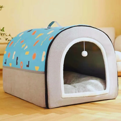 Hut Pet Bed - Cosy Enclosed Cat & Dog Cave