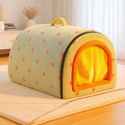Hut Pet Bed - Cosy Enclosed Cat & Dog Cave