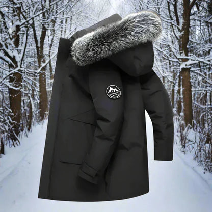 Men's Winter Parka with Hood and Faux Fur Collar