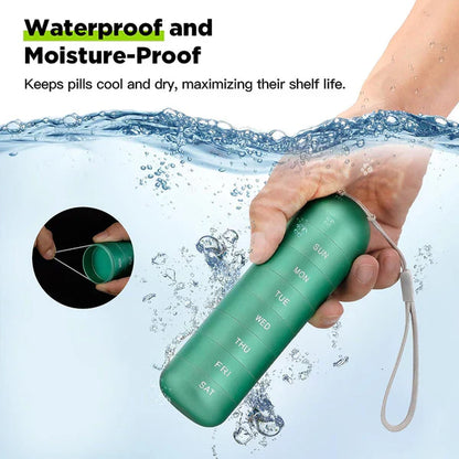 Pill Organizer 7-Day Aluminum Travel Portable Pill Box Container