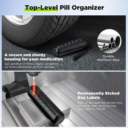 Pill Organizer 7-Day Aluminum Travel Portable Pill Box Container