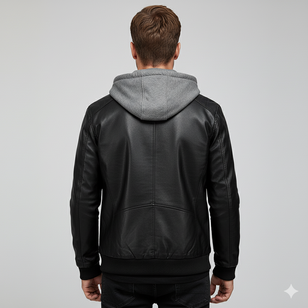 Veste en cuir homme – Blouson hiver avec Capuche