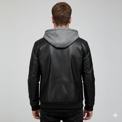 Veste en cuir homme – Blouson hiver avec Capuche