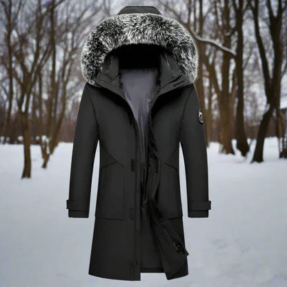 Men's Winter Parka with Hood and Faux Fur Collar