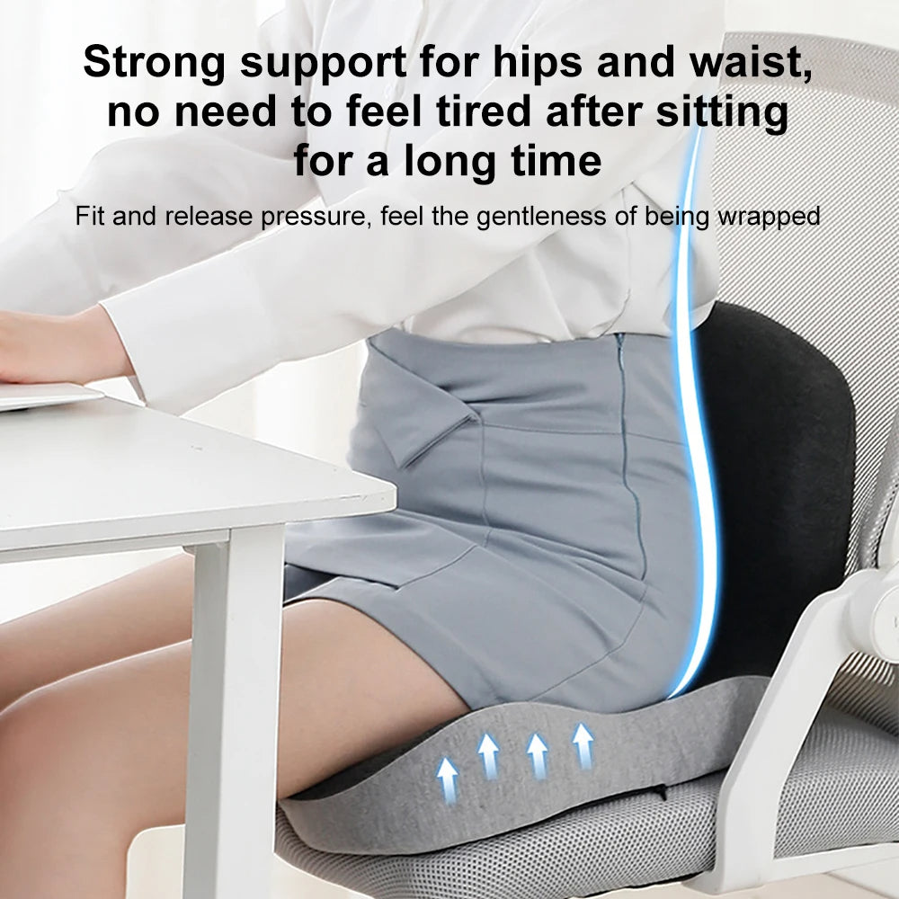 Lumbar Support Pillow Memory Foam Seat Cushion For Office Chair And Car