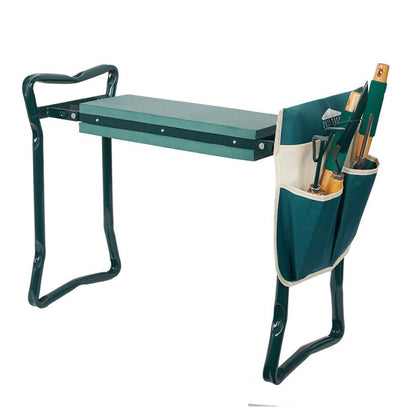 Garden Kneeler And Seat With Ergonomic Foam, Foldable, Tool Pouches, Green