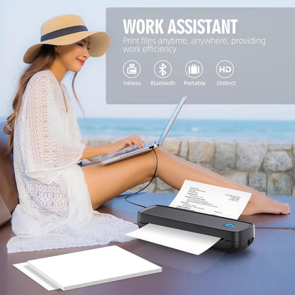Inkless Thermal Printer Wireless Portable Bluetooth Mobile Receipt Label Compact Rechargeable