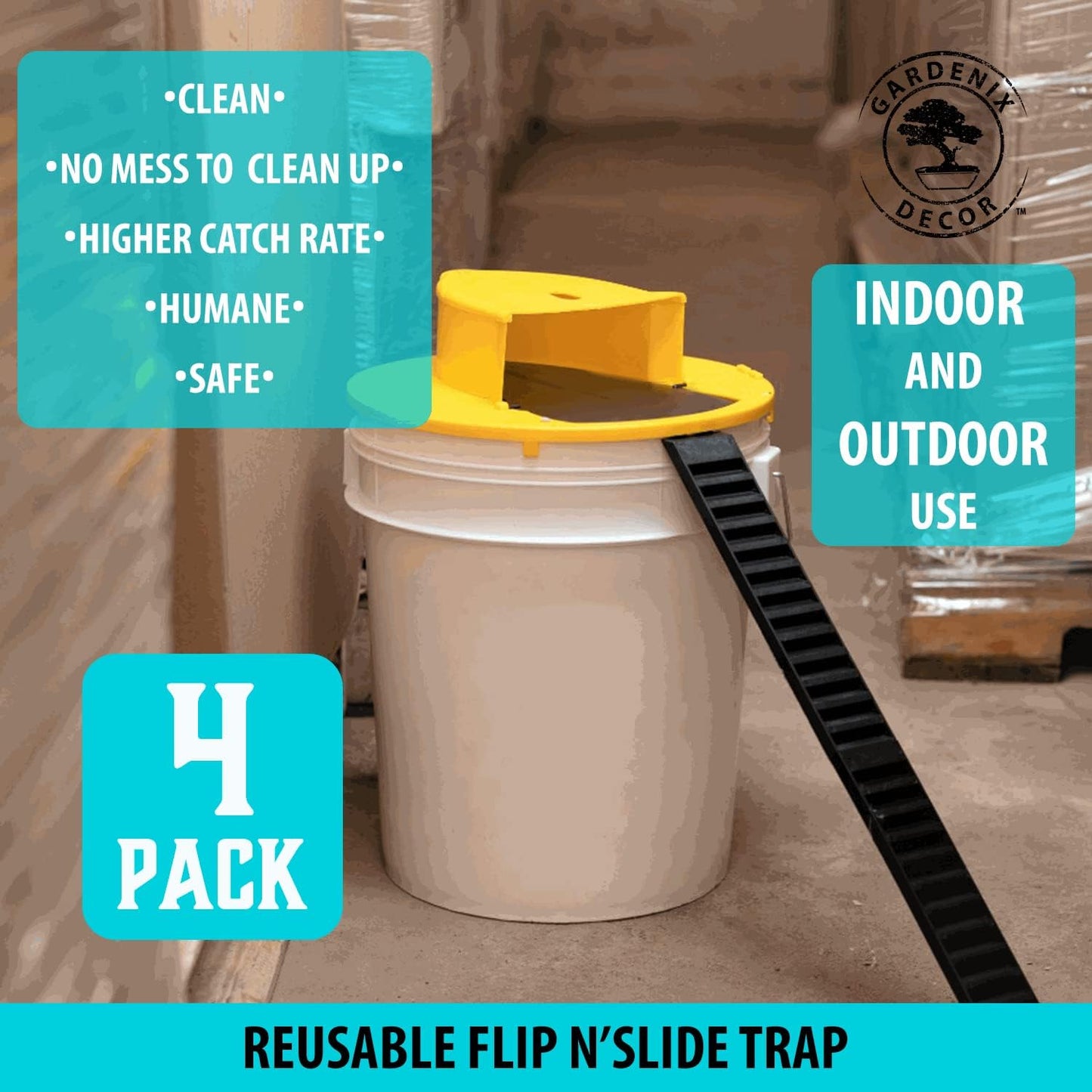 Bucket Lid Mouse Traps 4-Pack For 5-Gallon Buckets