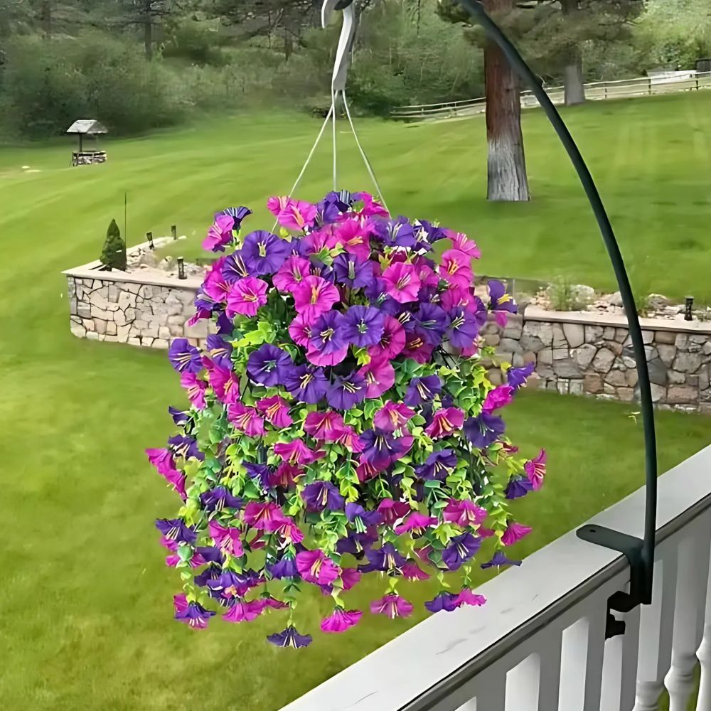 Artificial Morning Glory Hanging Vine UV Resistant Outdoor Wall Decor