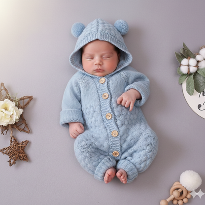 Winter Knitted Newborn Romper - Baby Bear Jumpsuit