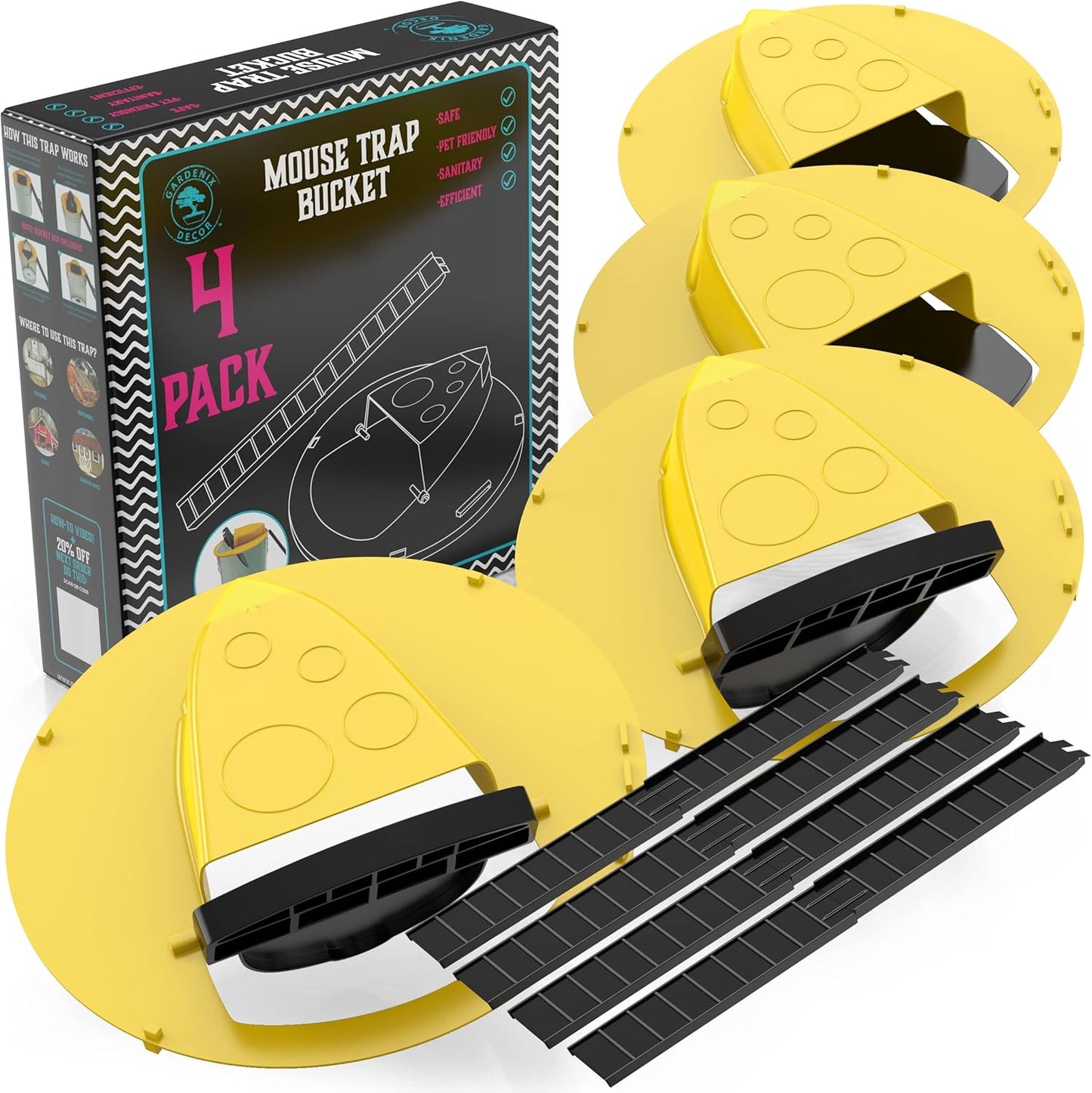 Bucket Lid Mouse Traps 4-Pack For 5-Gallon Buckets