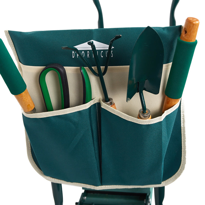 Garden Kneeler And Seat With Ergonomic Foam, Foldable, Tool Pouches, Green