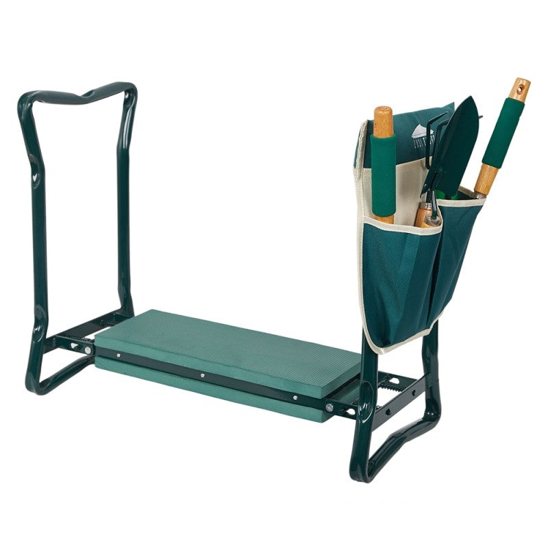 Garden Kneeler And Seat With Ergonomic Foam, Foldable, Tool Pouches, Green