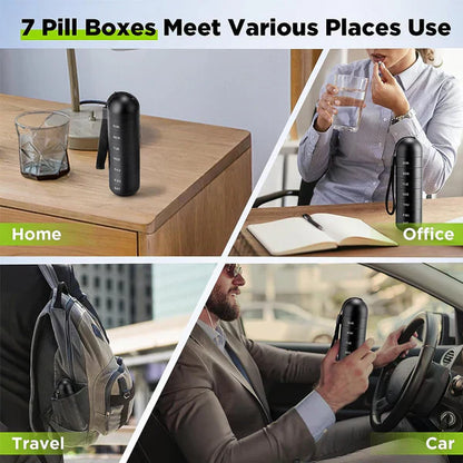 Pill Organizer 7-Day Aluminum Travel Portable Pill Box Container