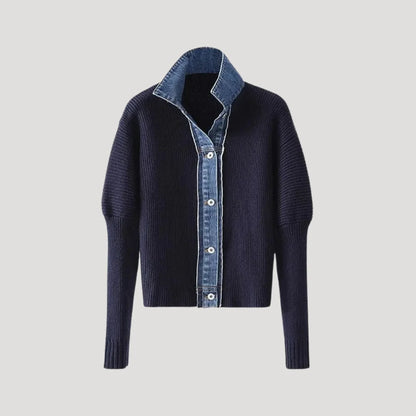 Women's Puff Sleeve Cardigan – Denim Shirt Collar