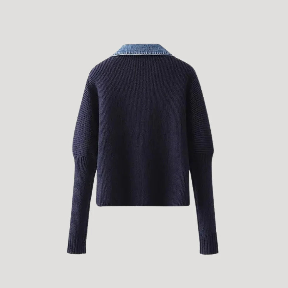 Women's Puff Sleeve Cardigan – Denim Shirt Collar