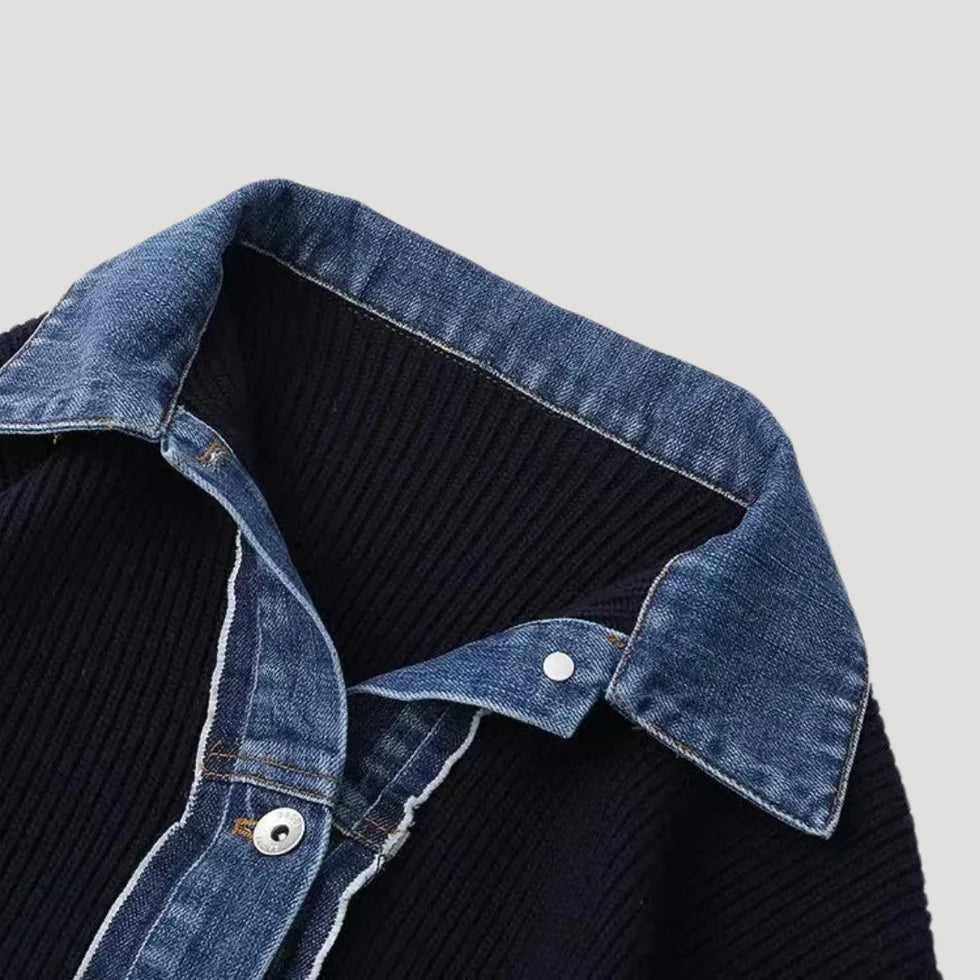 Women's Puff Sleeve Cardigan – Denim Shirt Collar