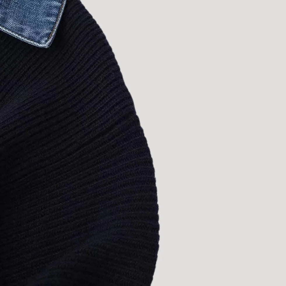 Women's Puff Sleeve Cardigan – Denim Shirt Collar