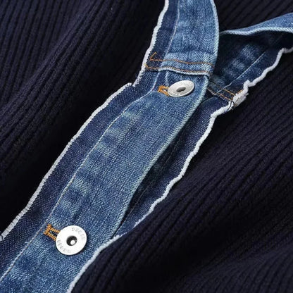Women's Puff Sleeve Cardigan – Denim Shirt Collar