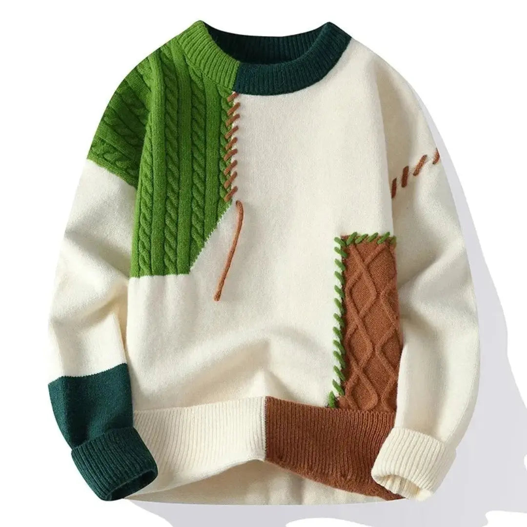 Men's Oversized Patchwork Knit Sweater