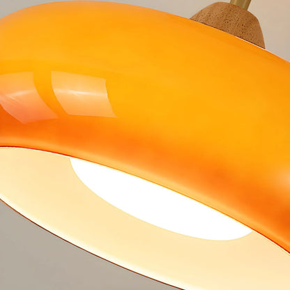 Ceiling Light Wood Glass Drum Vintage Style